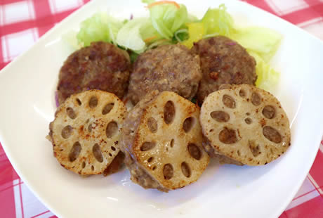 国産牛で作ったレンコン肉詰め