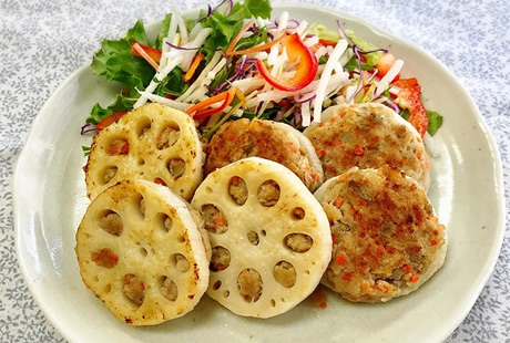 レンコンの肉詰め